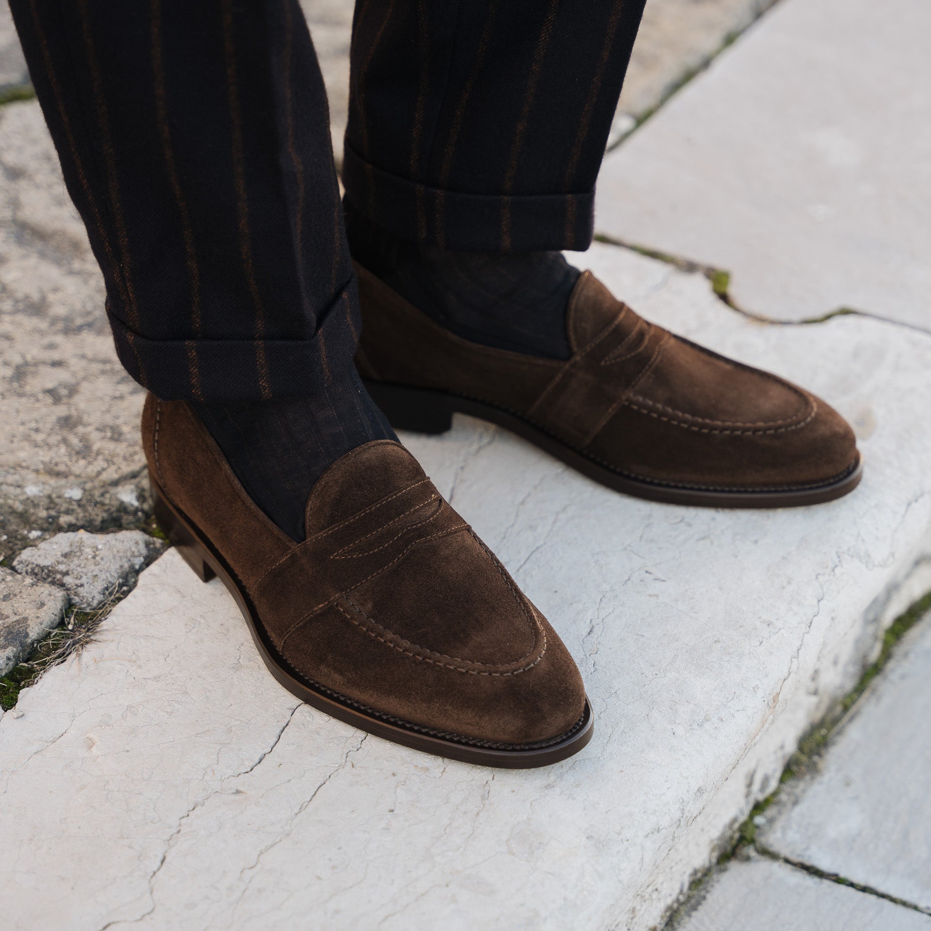 Sentinel | Penny Loafer – Dark Brown Suede Leather with Leather sole & Comfort Footbed