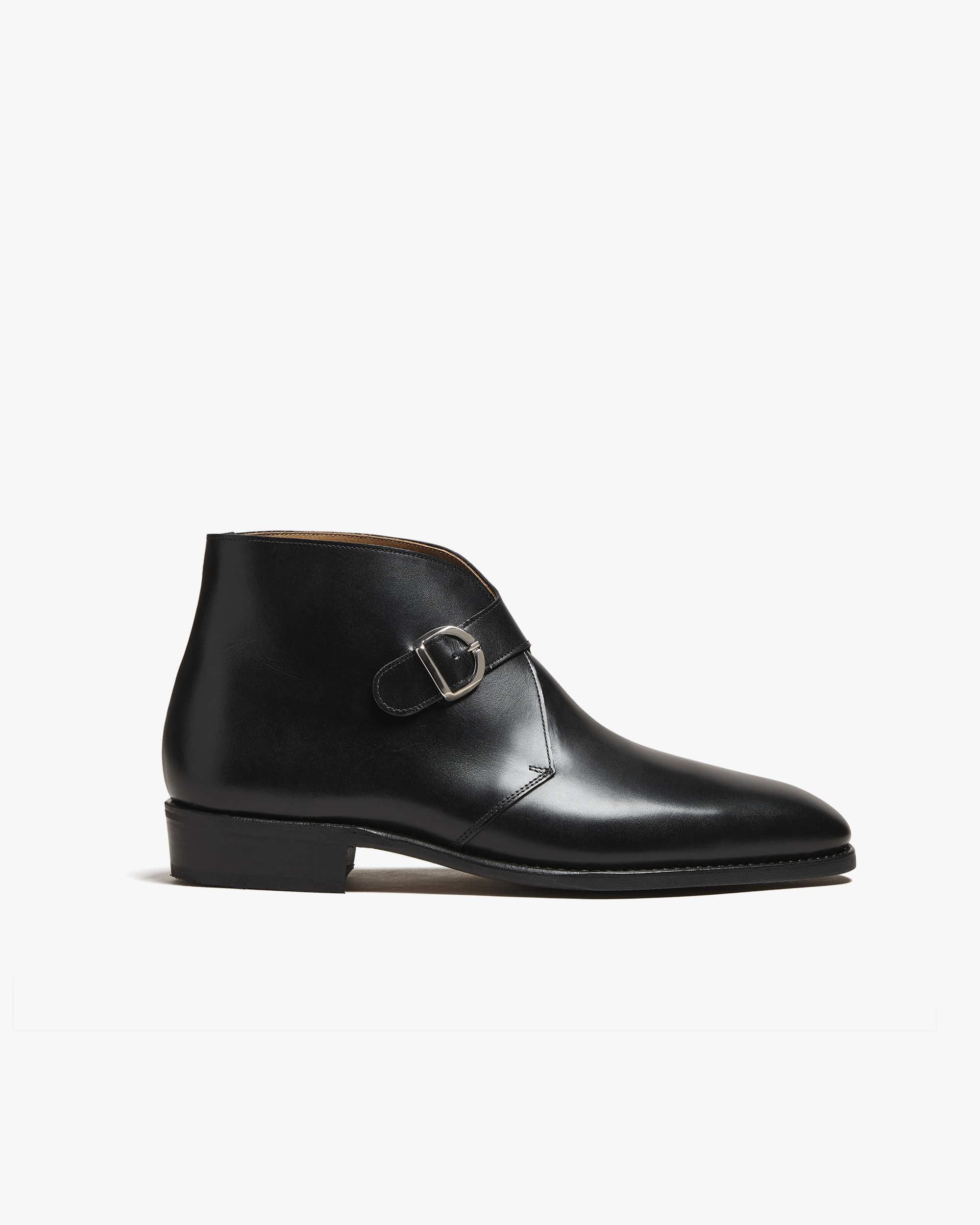 Carlo Black Leather Single Monk Strap Ankle Boots – Blake Stitched Sole | Formal Dress Boots