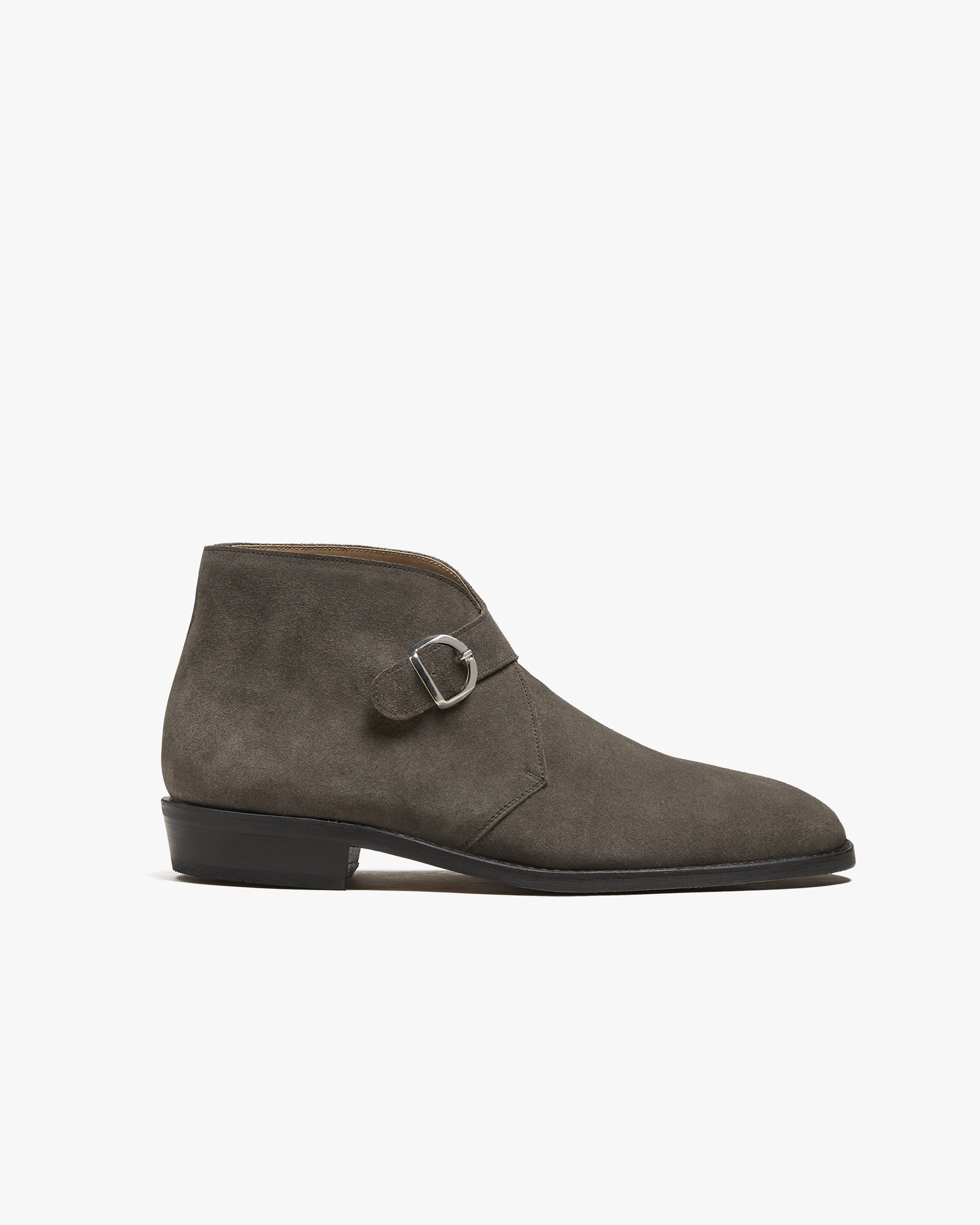 Carlo Gray Suede Leather Single Monk Strap Ankle Boots – Blake Stitched Sole | Formal Dress Boots