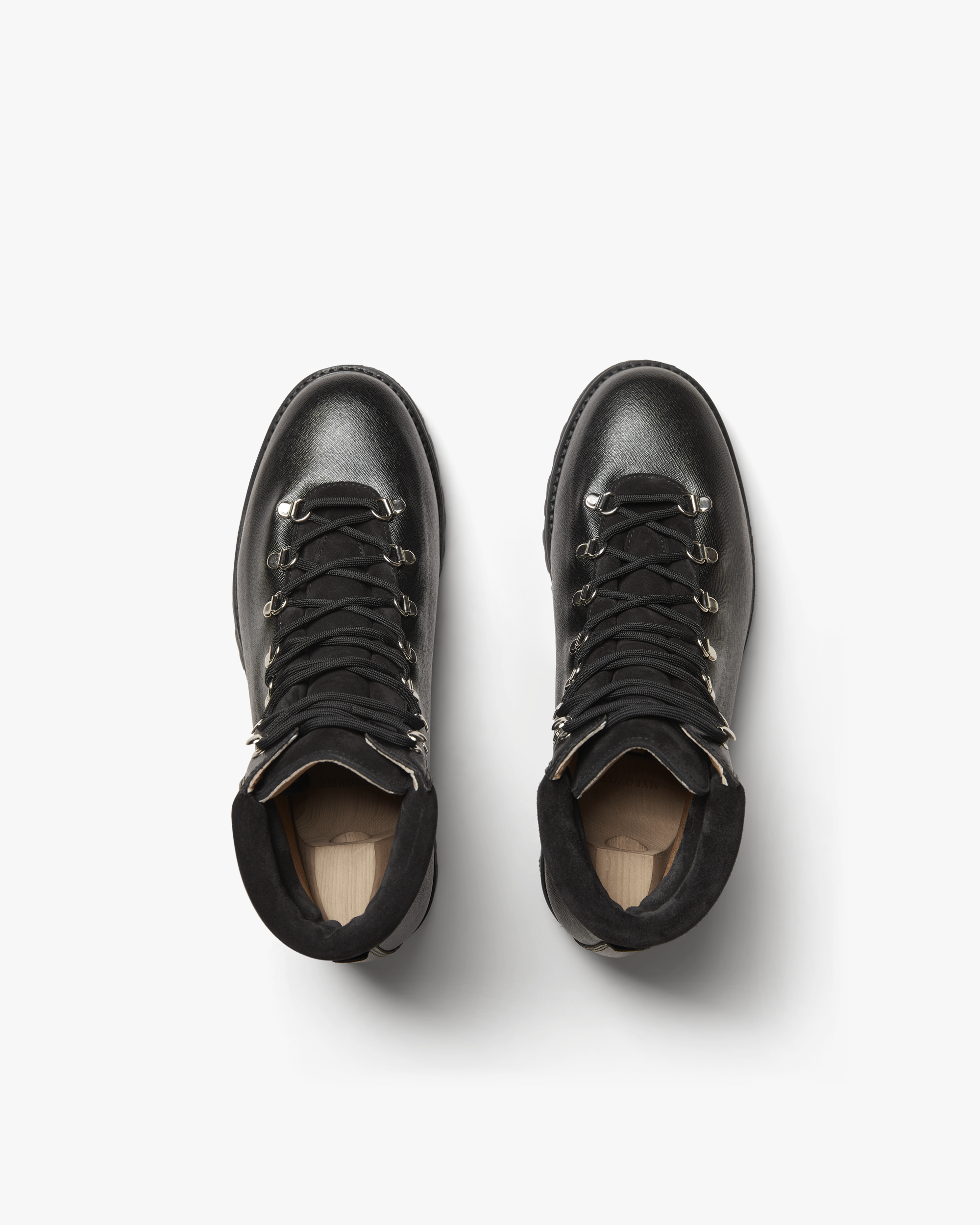 Alexis – Black Grain Leather Lace up Boot with Lug Sole