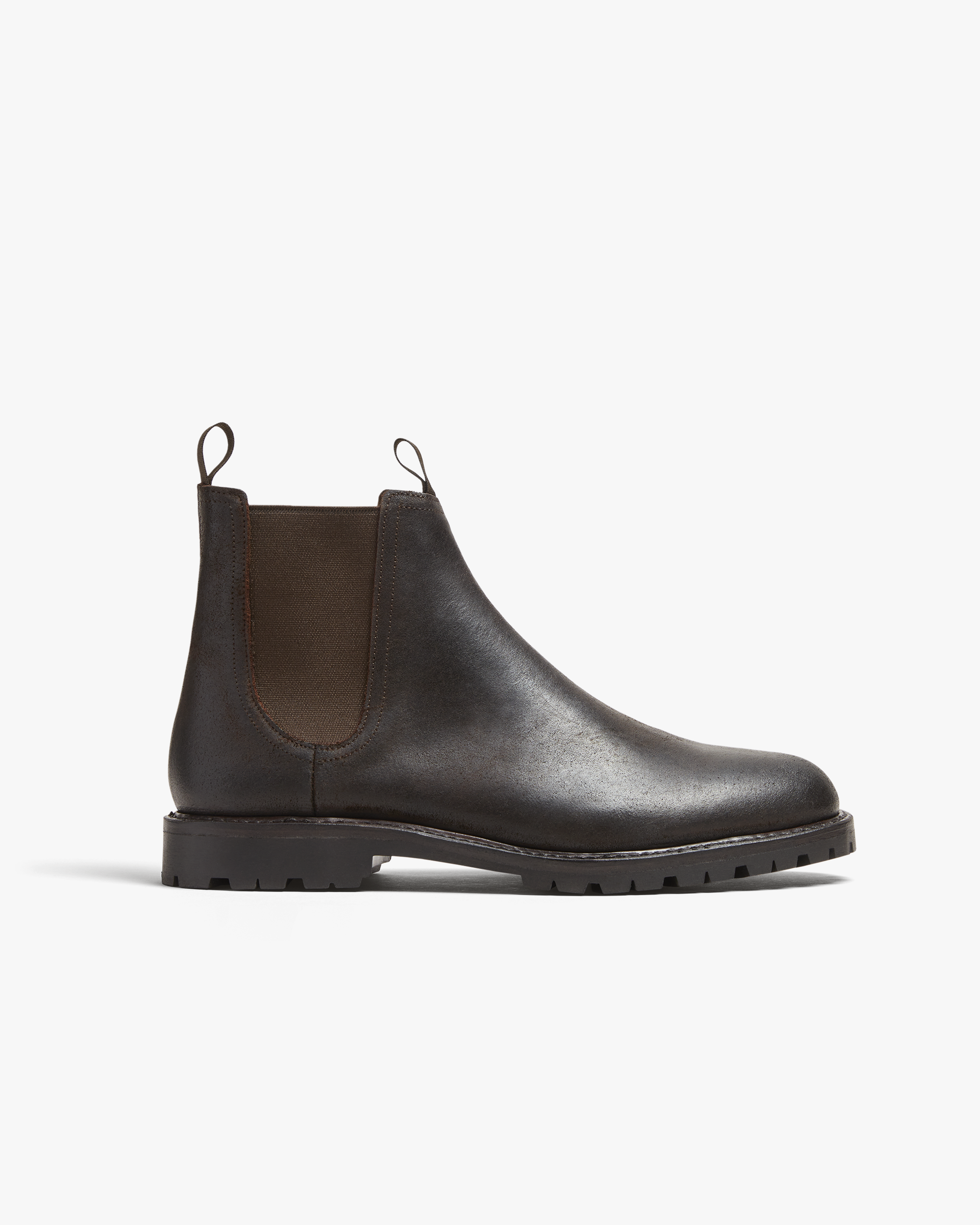 Carl Chelsea Boot – Waxed Brown Suede leather with Combat Rubber Sole