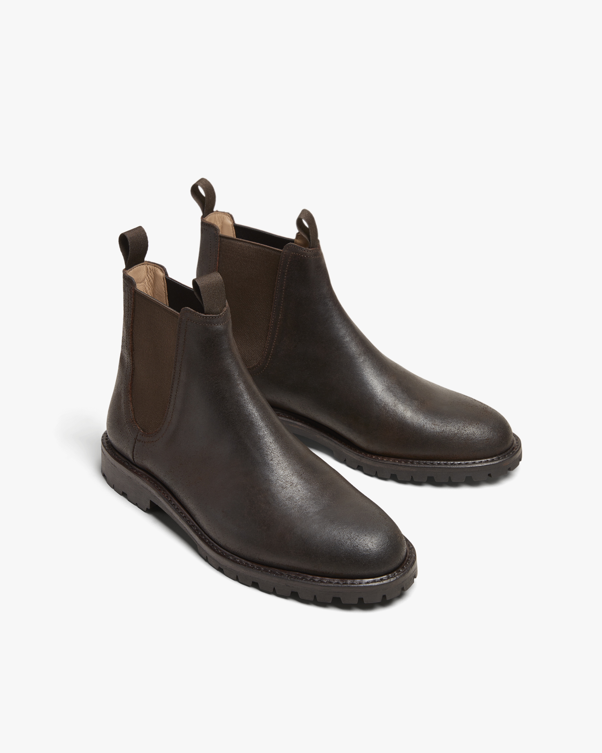 Carl Chelsea Boot – Waxed Brown Suede leather with Combat Rubber Sole