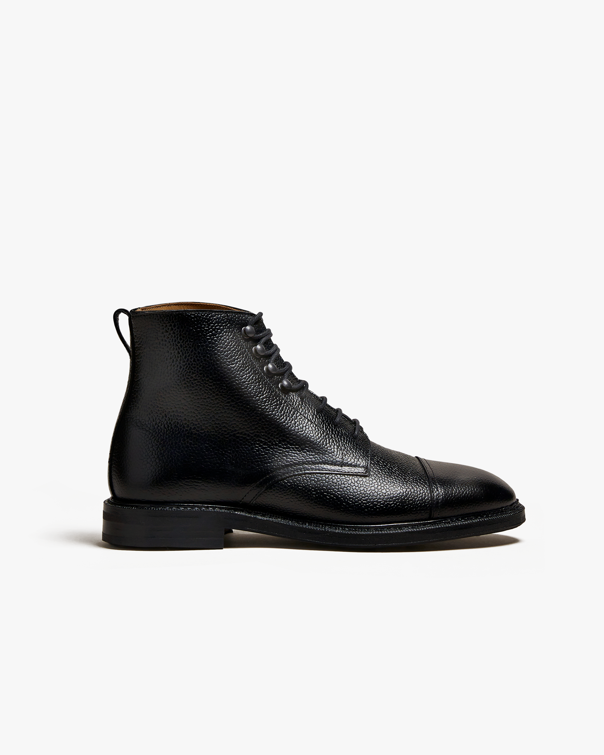 Adrian – Black Milled Leather Lace up Boots