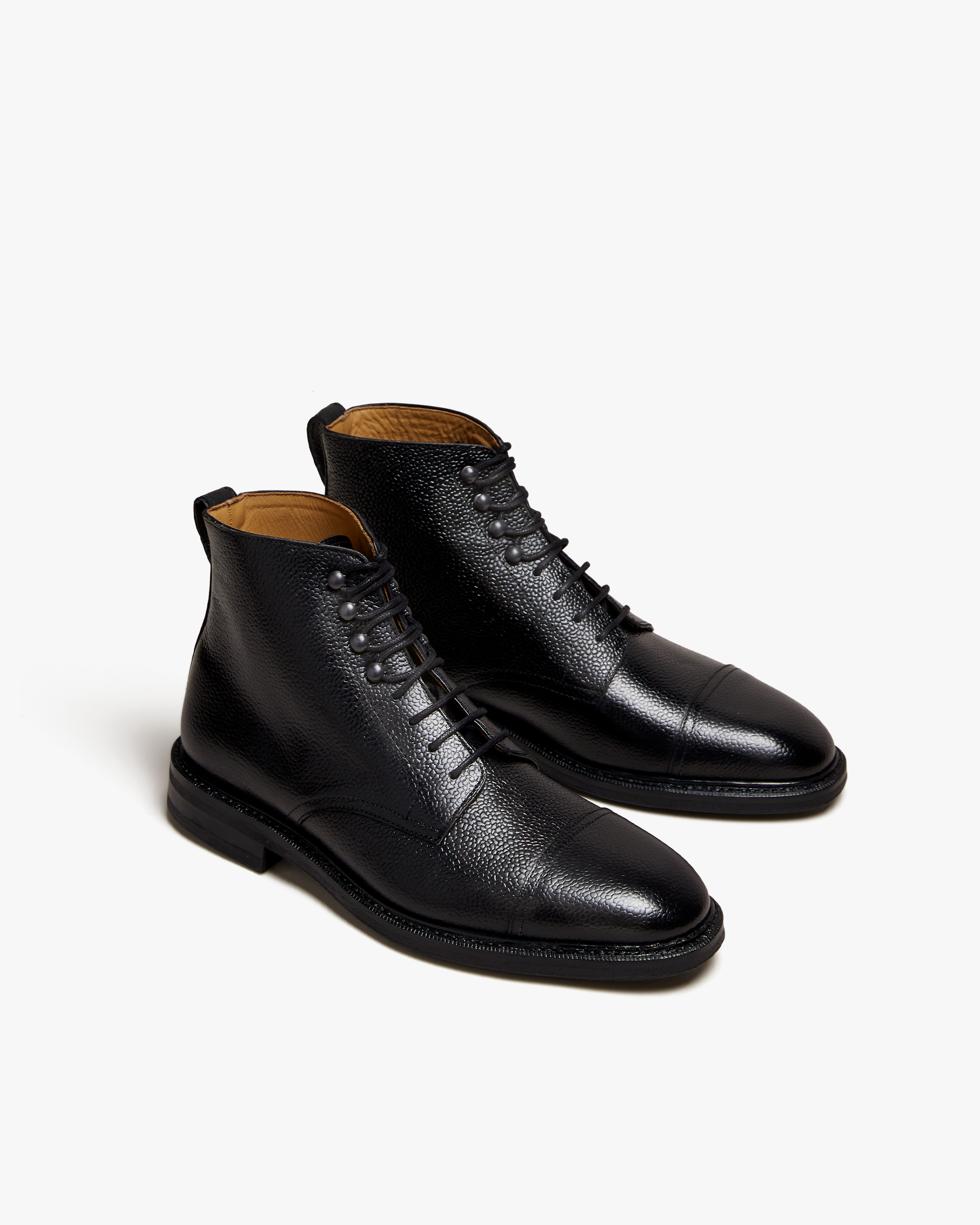 Adrian – Black Milled Leather Lace up Boots