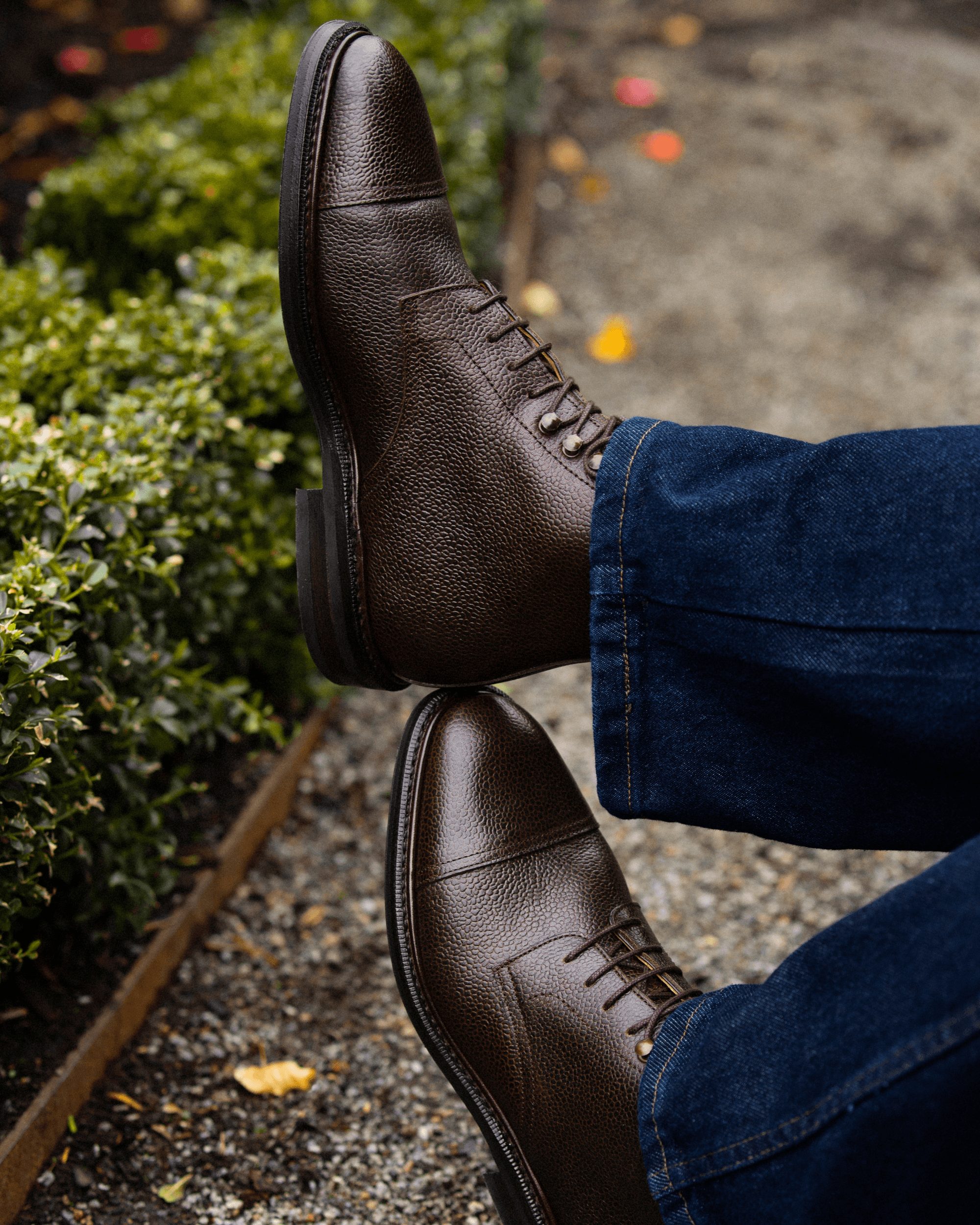 Adrian – Dark Brown Milled Leather Lace up Boots