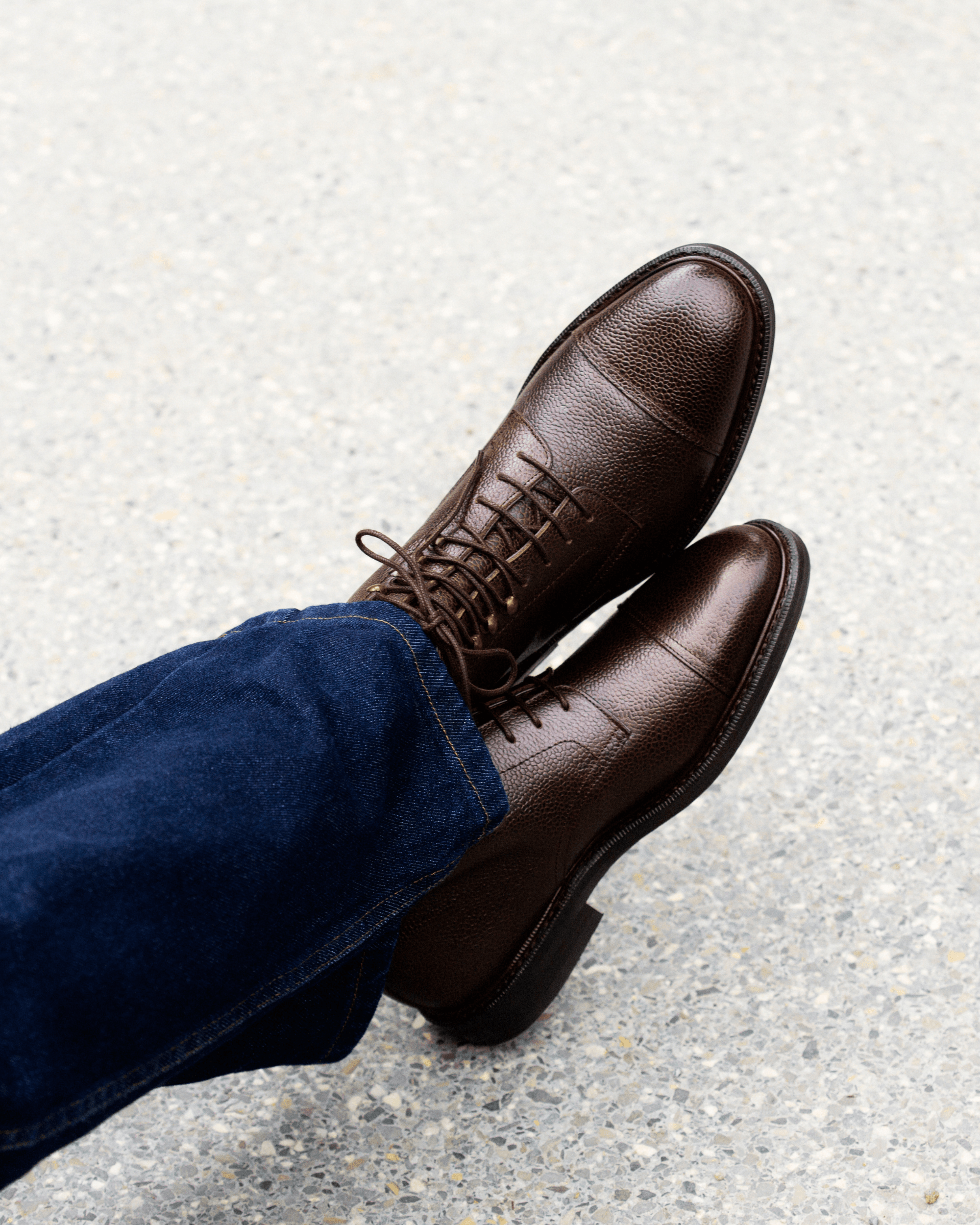 Adrian – Dark Brown Milled Leather Lace up Boots