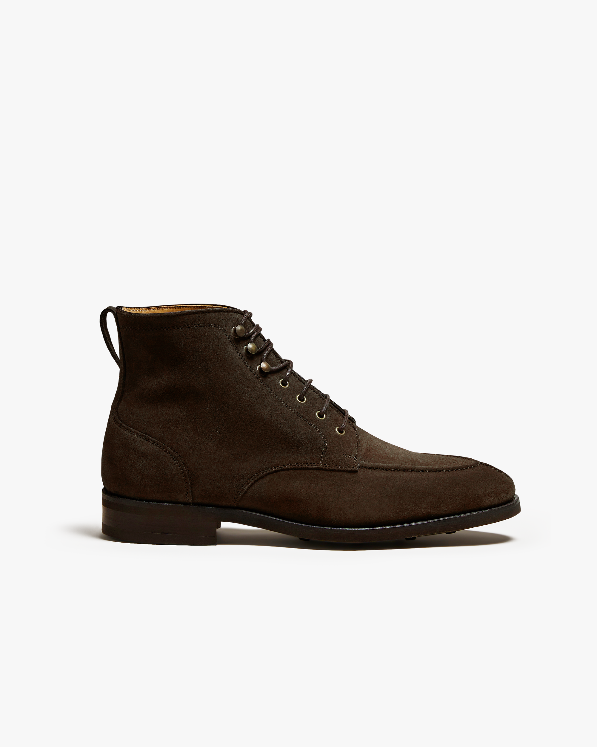 Gotham Moc-Toe Lace-Up Boots – Brown Suede High-Top with Leather Sole | Handcrafted Urban Classic