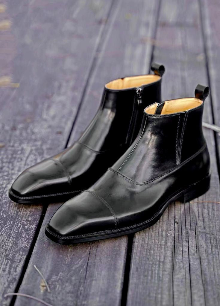 Genuine Leather Mid Ankle Boots for Men: Timeless Style Durability