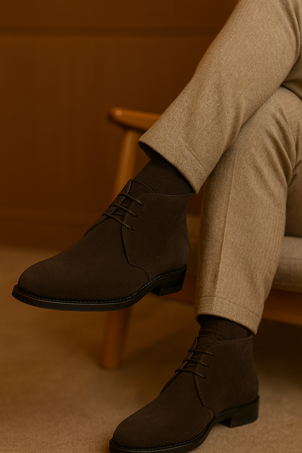 Feluda Braxton Chukka Boots – Dark Brown Suede | Leather Sole Dress Boots for Men