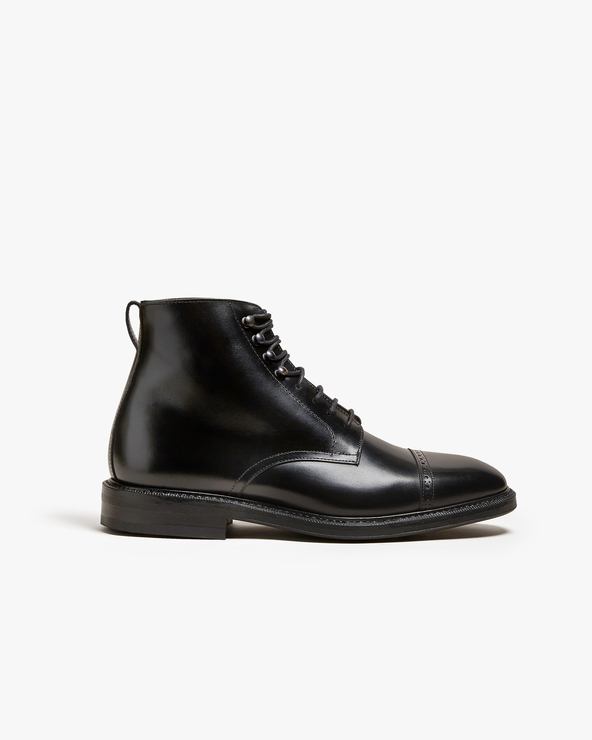 Belgravia Cap-Toe Service Boots – Black Full-Grain Leather | Classic Leather Sole Dress Boots for Men