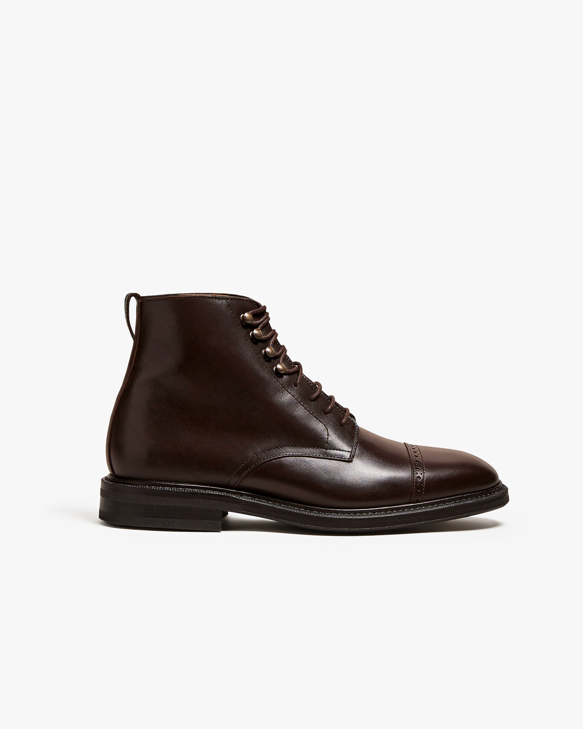Belgravia Cap-Toe Service Boots – Dark Brown Full-Grain Leather | Classic Leather Sole Dress Boots for Men