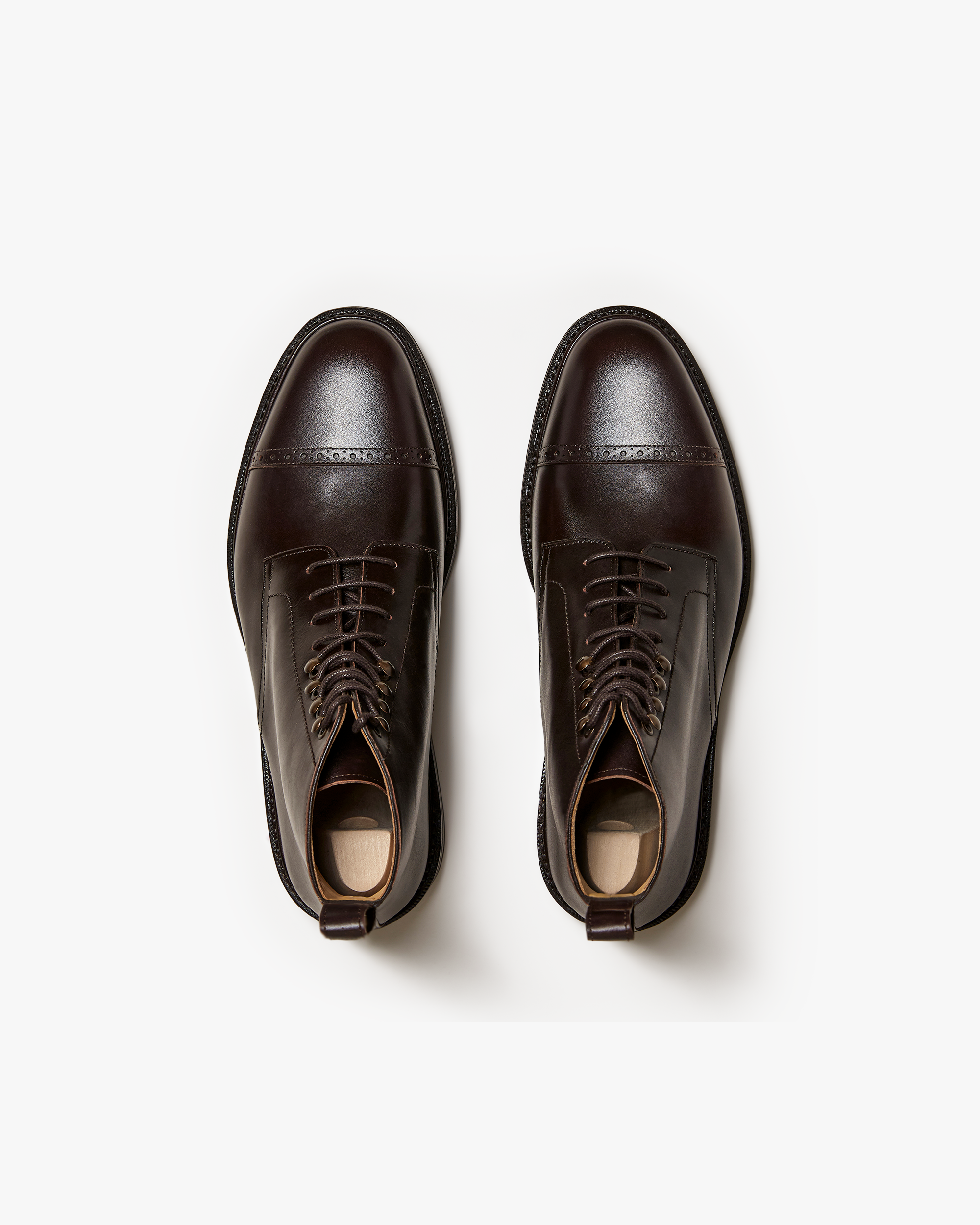 Belgravia Cap-Toe Service Boots – Dark Brown Full-Grain Leather | Classic Leather Sole Dress Boots for Men