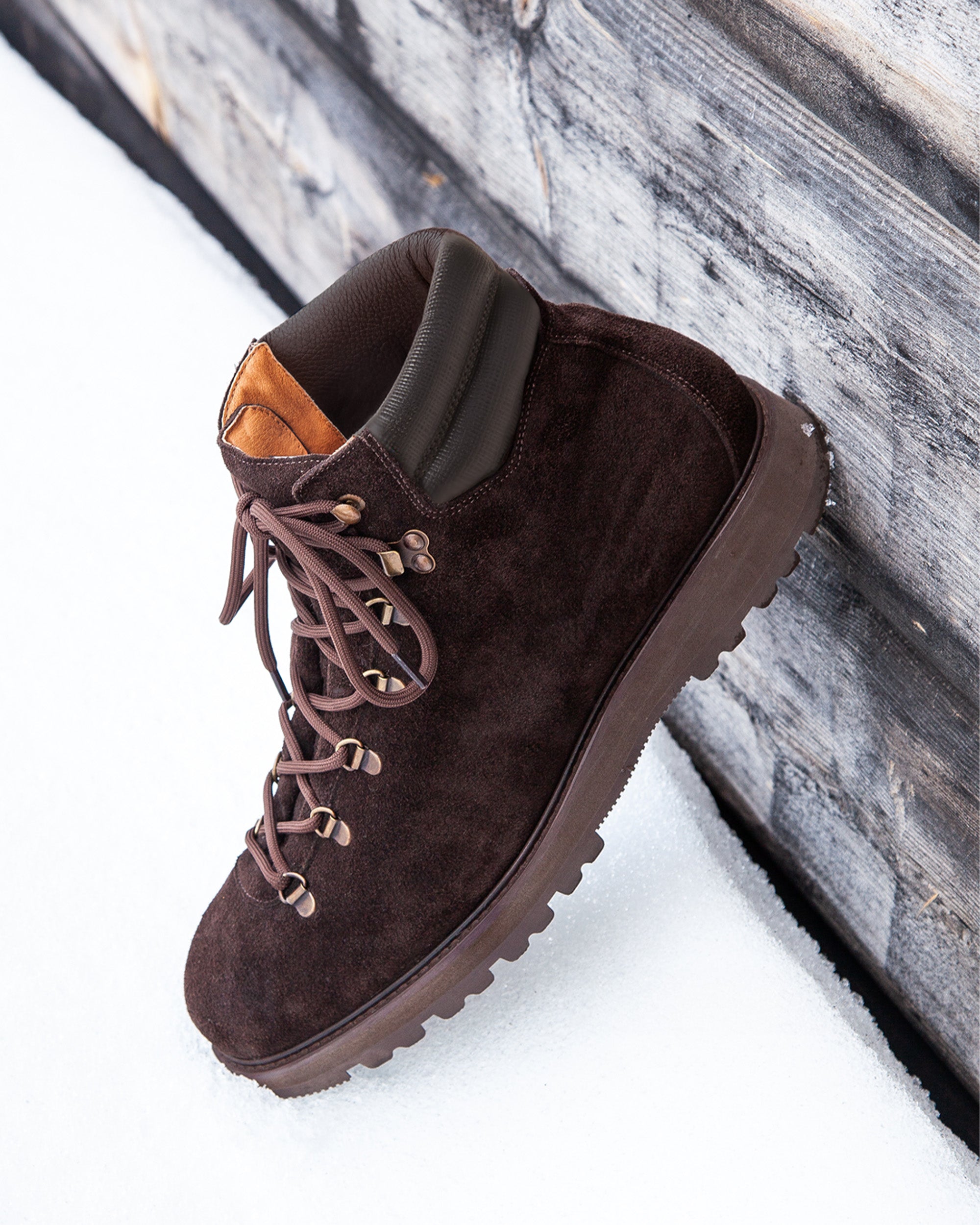 Alexis – Dark Brown Grain Leather Lace up Boot with Lug Sole