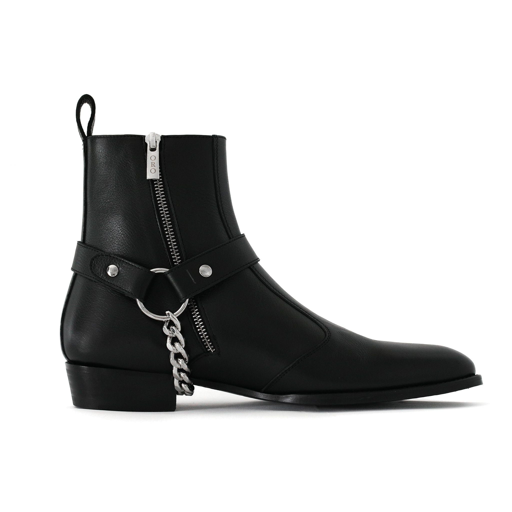 Robbin Black Chain Leather Boots: Handcrafted Luxury for Every Step