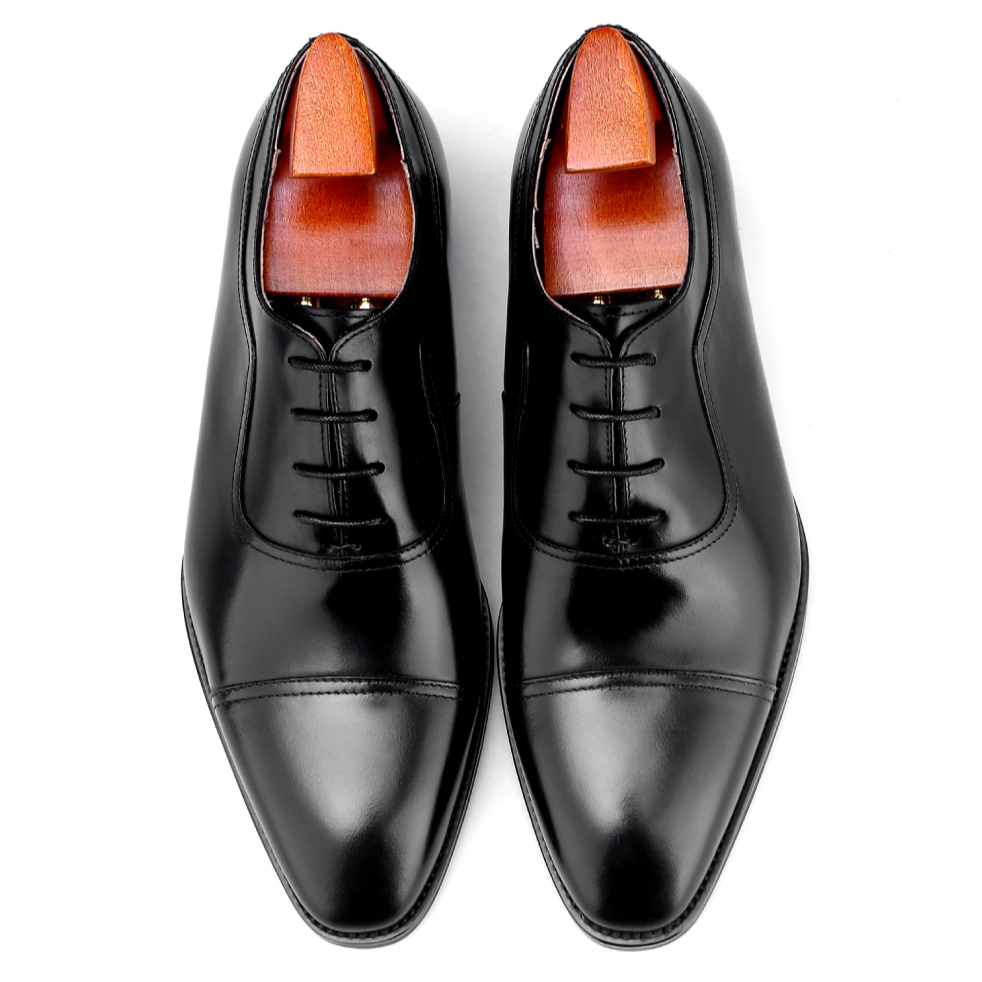 Cap Toe Oxford Leather Lace-Up Shoes- Italian Design & U.S. Leather