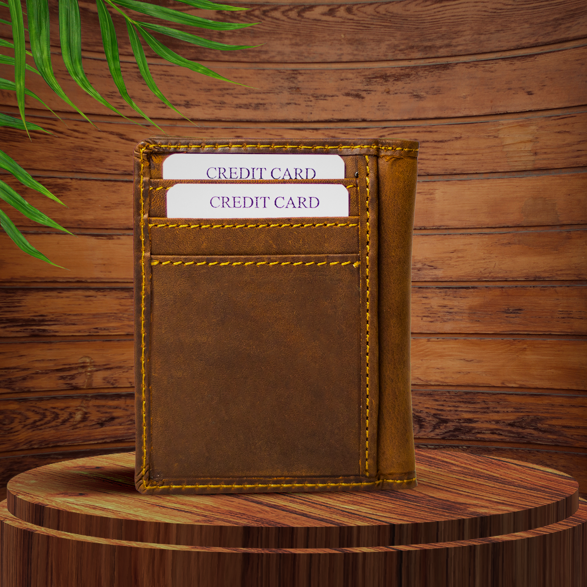 Elegant Crunch Leather Card Holder: RFID Protected Design
