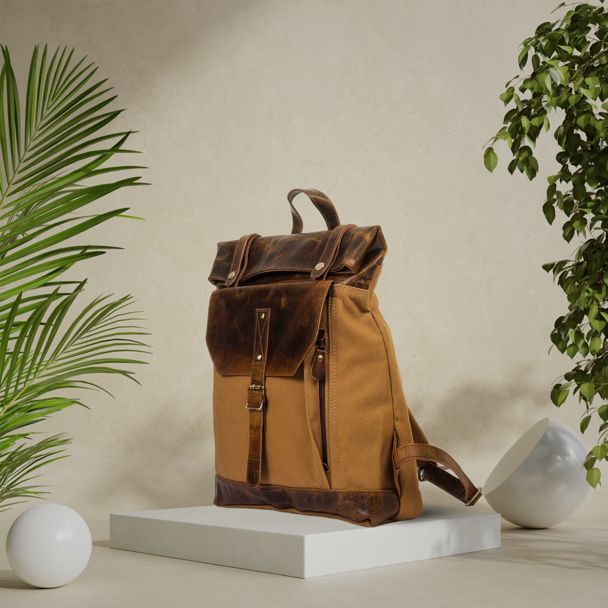 Stylish Hunter Leather & Waxed Canvas Backpack: Elevate Your Journey