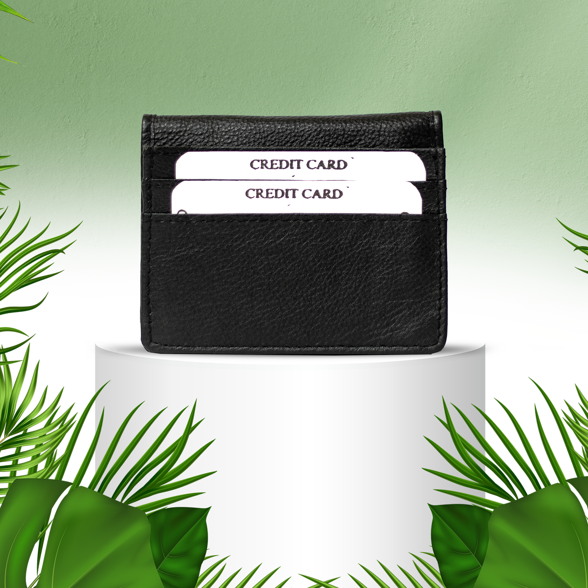 Elegant Crunch Leather Card Holder: RFID Protected Design