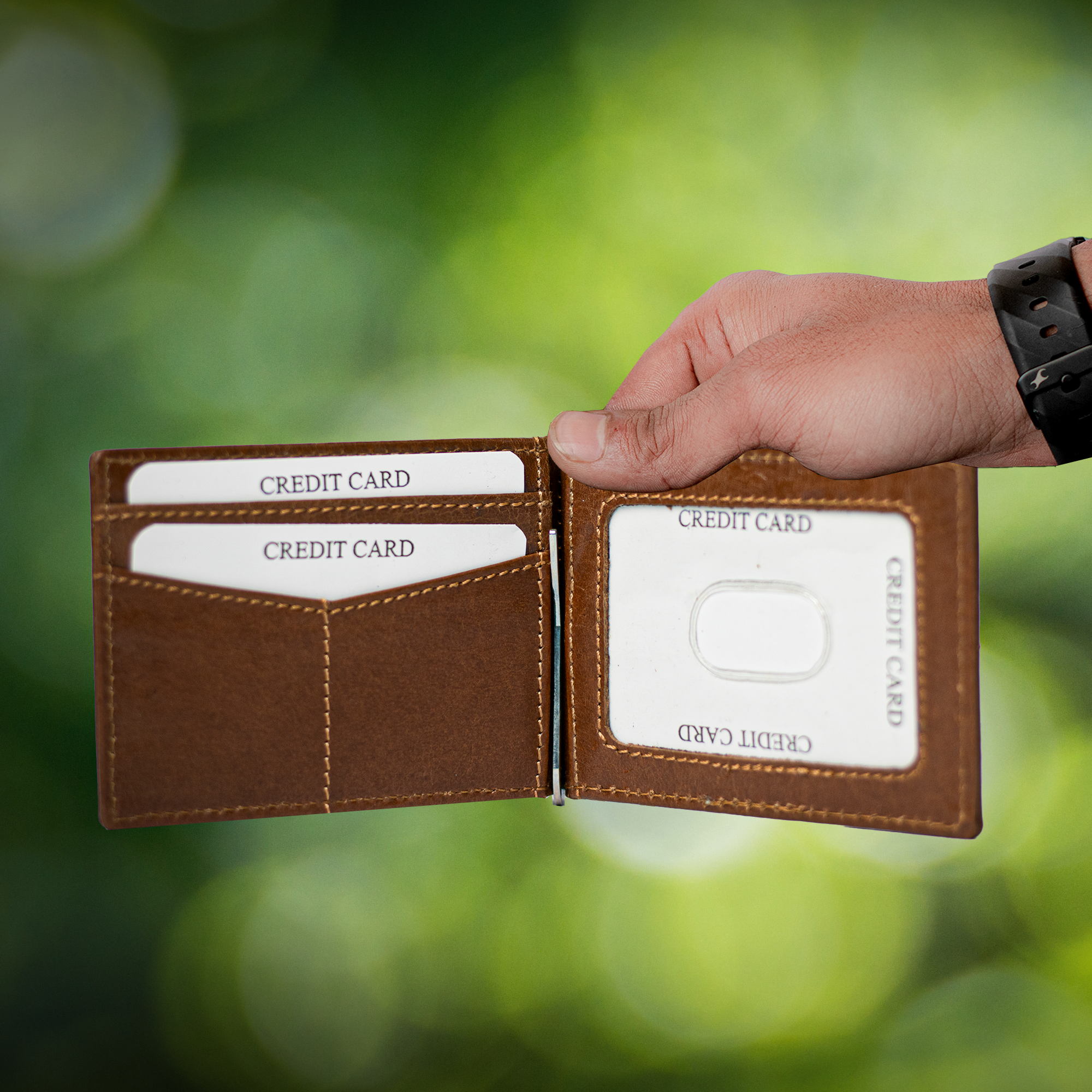Dual-Sided Leather Card Holder: Sleek Design, Premium Quality