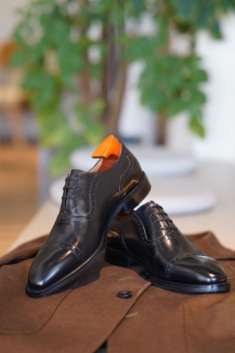 Somen Leather Cap Toe Brogue Oxford Lace-Ups Premium Men's Formal Shoes