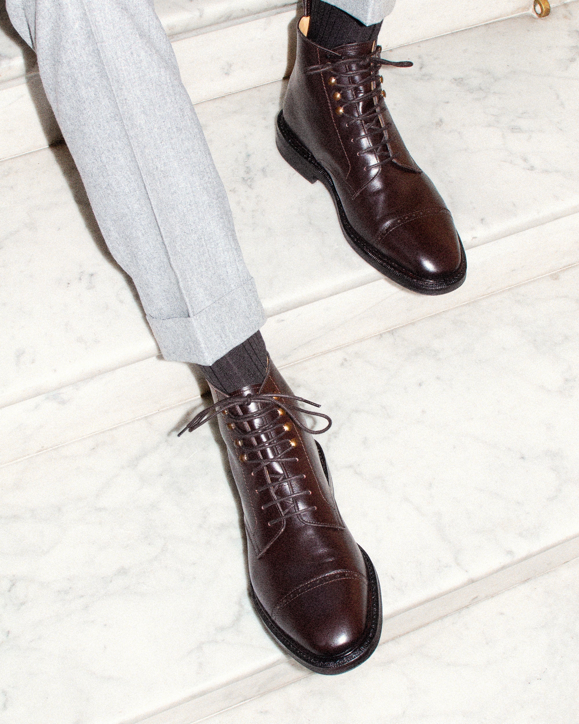 Belgravia Cap-Toe Service Boots – Dark Brown Full-Grain Leather | Classic Leather Sole Dress Boots for Men