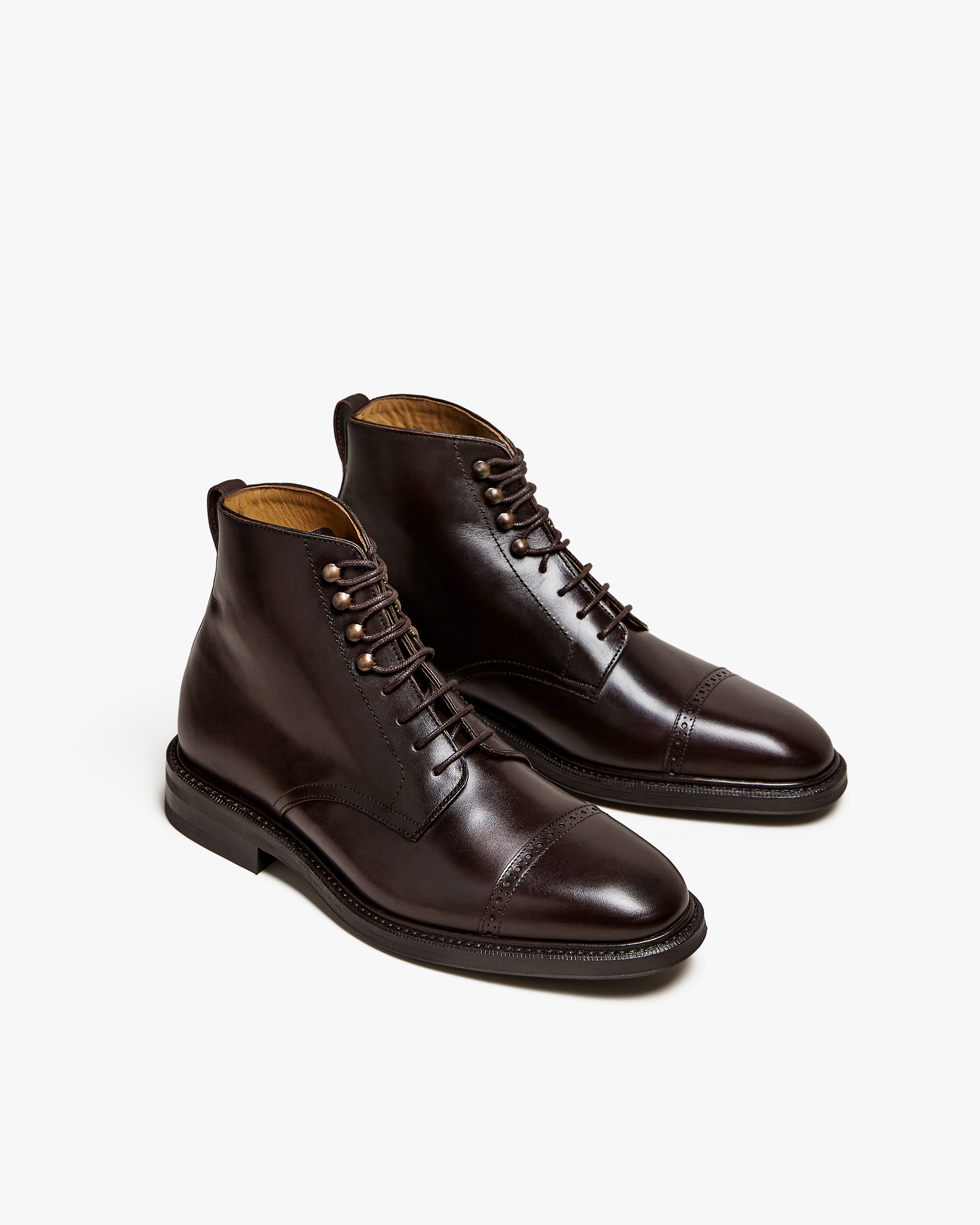 Belgravia Cap-Toe Service Boots – Dark Brown Full-Grain Leather | Classic Leather Sole Dress Boots for Men