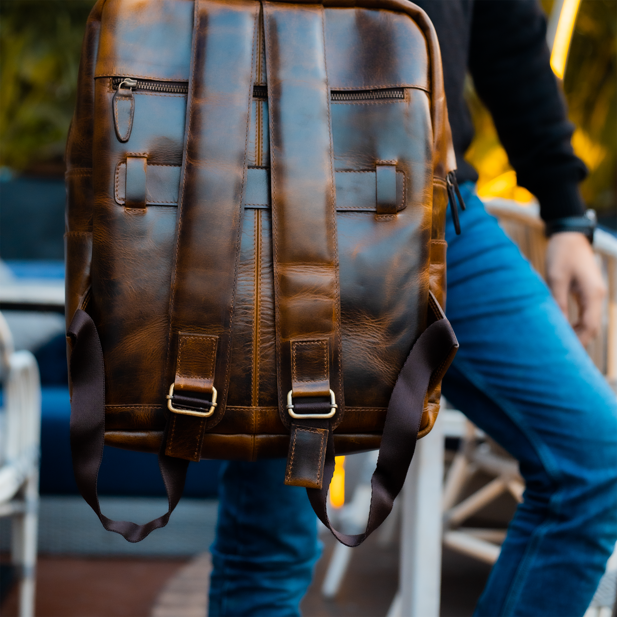 Geared Up for Excitement: Authentic Leather Backpack for Men