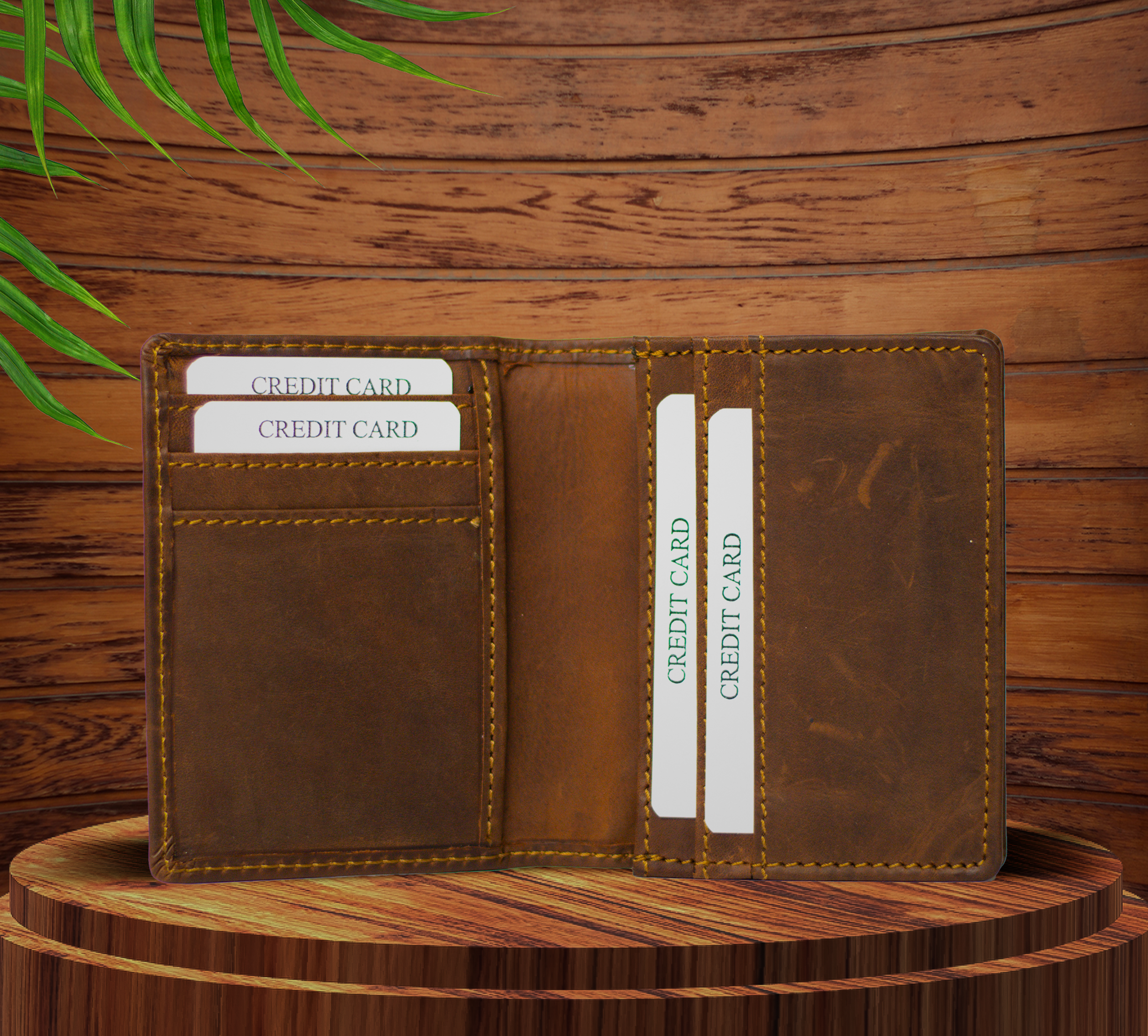 Elegant Crunch Leather Card Holder: RFID Protected Design